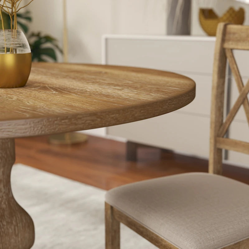 Table de salle à manger ronde avec pied central Roundhill Furniture Havre - N/A