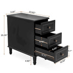 Fully Assembled Narrow End Table, Solid Wood Side Table with 3 Drawers, Vintage Nightstand Slim Bedside Table for Small Spaces
