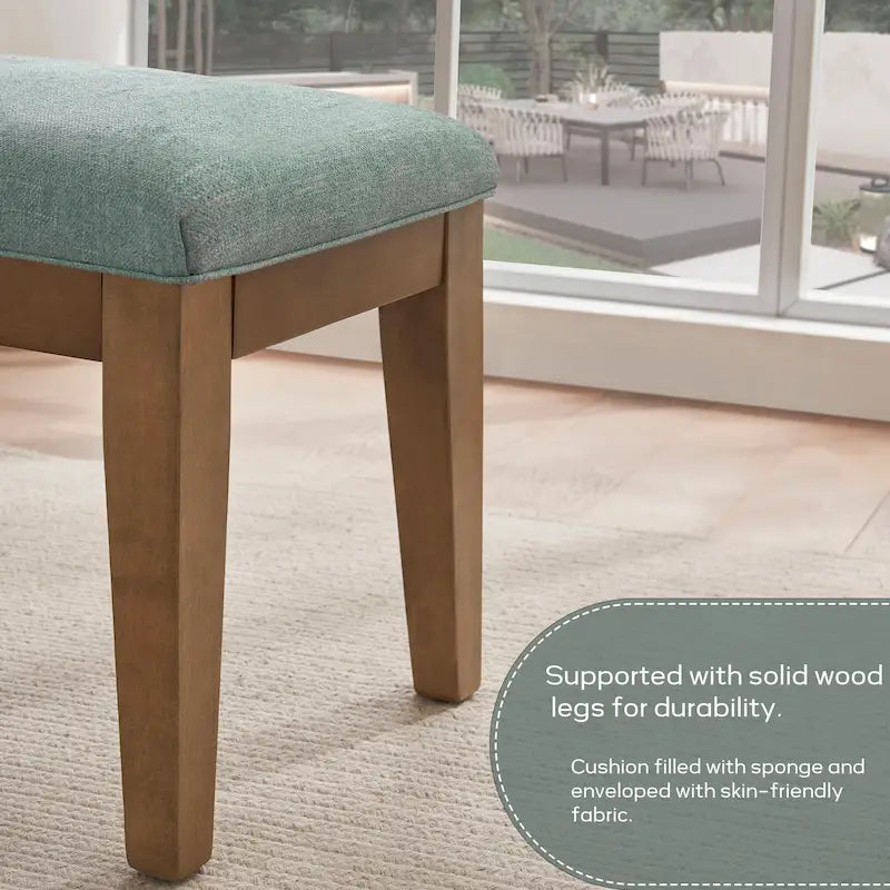Banc d'entrée rembourré en tissu, banc de chambre pour le pied de lit beige, bois massif 112 cm