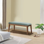 Banc d'entrée rembourré en tissu, banc de chambre pour le pied de lit beige, bois massif 112 cm