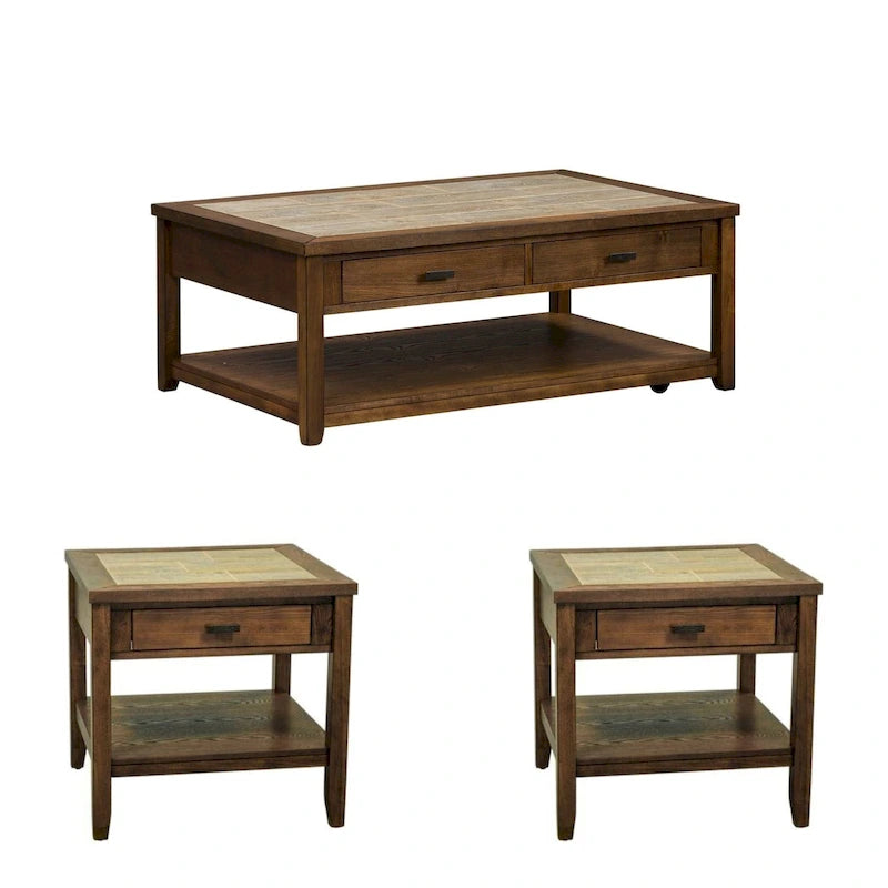 Mesa Valley Tobacco 3 Piece Set (1-Cocktail 2-End Tables)
