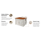 Ensemble d'îlot de cuisine 3 pièces Monarch de Homestyles en bois blanc cassé avec dessus en bois à abattant – 48 po x 25 po x 36 po