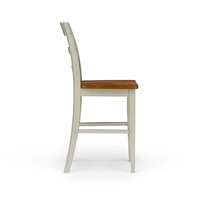 Ensemble d'îlot de cuisine 3 pièces Monarch de Homestyles en bois blanc cassé avec dessus en bois à abattant – 48 po x 25 po x 36 po