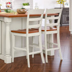 Ensemble d'îlot de cuisine 3 pièces Monarch de Homestyles en bois blanc cassé avec dessus en bois à abattant – 48 po x 25 po x 36 po