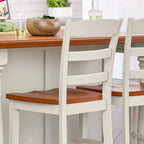 Ensemble d'îlot de cuisine 3 pièces Monarch de Homestyles en bois blanc cassé avec dessus en bois à abattant – 48 po x 25 po x 36 po