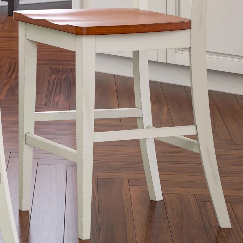 Ensemble d'îlot de cuisine 3 pièces Monarch de Homestyles en bois blanc cassé avec dessus en bois à abattant – 48 po x 25 po x 36 po