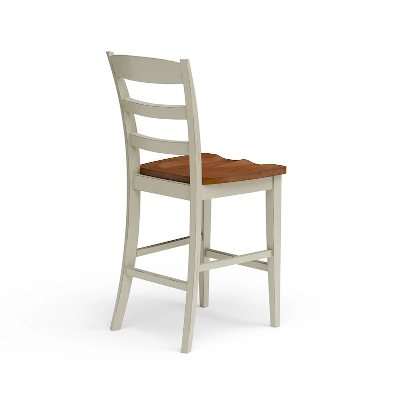 Ensemble d'îlot de cuisine 3 pièces Monarch de Homestyles en bois blanc cassé avec dessus en bois à abattant – 48 po x 25 po x 36 po