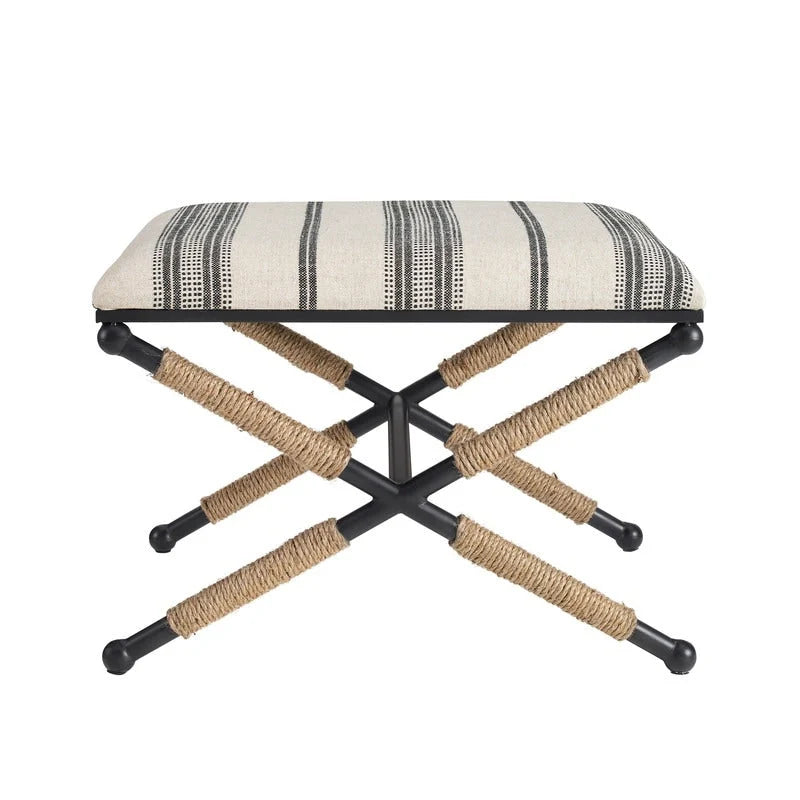 Taburete decorativo con patas metálicas en X