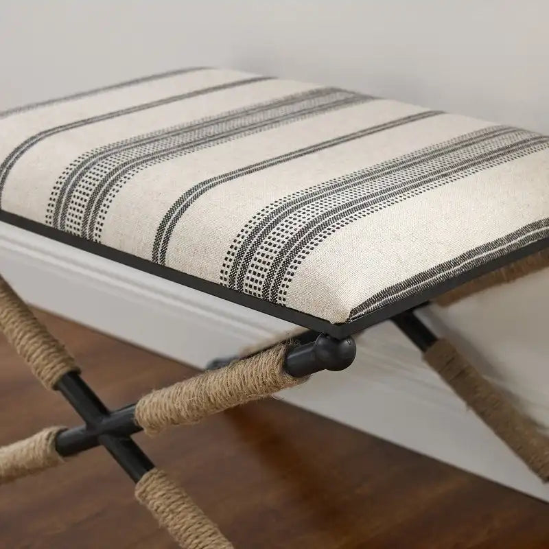 Taburete decorativo con patas metálicas en X