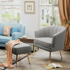 Andeworld Accent Chair with Ottoman, Upholstered Modern Single Sofa Side Chair,Comfy Barrel Club Living Room Armchair