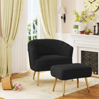 Andeworld Accent Chair with Ottoman, Upholstered Modern Single Sofa Side Chair,Comfy Barrel Club Living Room Armchair