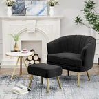 Andeworld Accent Chair with Ottoman, Upholstered Modern Single Sofa Side Chair,Comfy Barrel Club Living Room Armchair