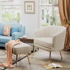 Andeworld Accent Chair with Ottoman, Upholstered Modern Single Sofa Side Chair,Comfy Barrel Club Living Room Armchair