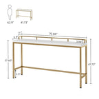 Table console extra longue de 70,9 po, table étroite pour entrée derrière le canapé