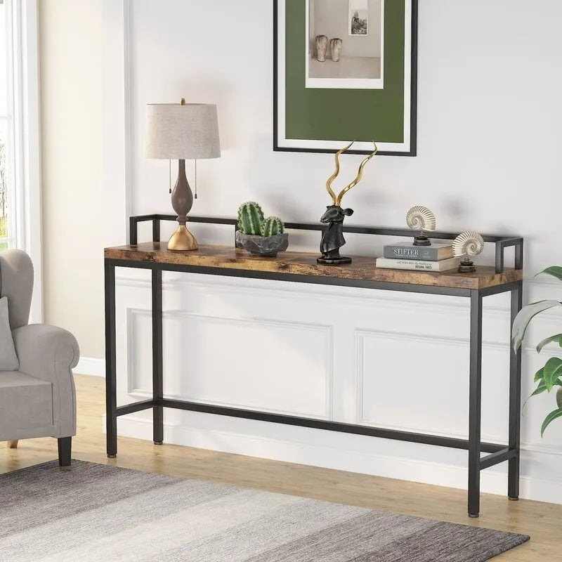 Table console extra longue de 70,9 po, table étroite pour entrée derrière le canapé