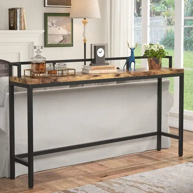 Table console extra longue de 70,9 po, table étroite pour entrée derrière le canapé
