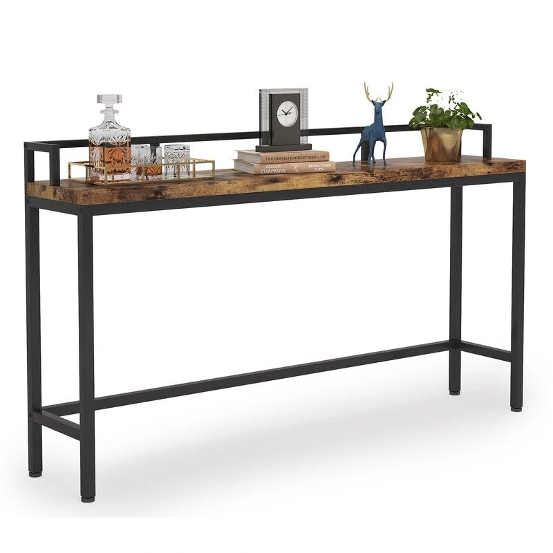 Table console extra longue de 70,9 po, table étroite pour entrée derrière le canapé