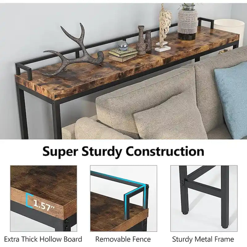 Table console extra longue de 70,9 po, table étroite pour entrée derrière le canapé