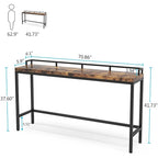 Table console extra longue de 70,9 po, table étroite pour entrée derrière le canapé