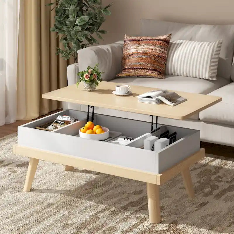 Futzca Wood Coffee Table with Hidden Compartment