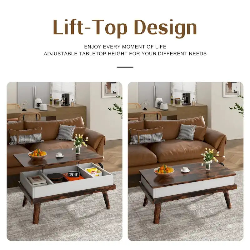 Futzca Wood Coffee Table with Hidden Compartment