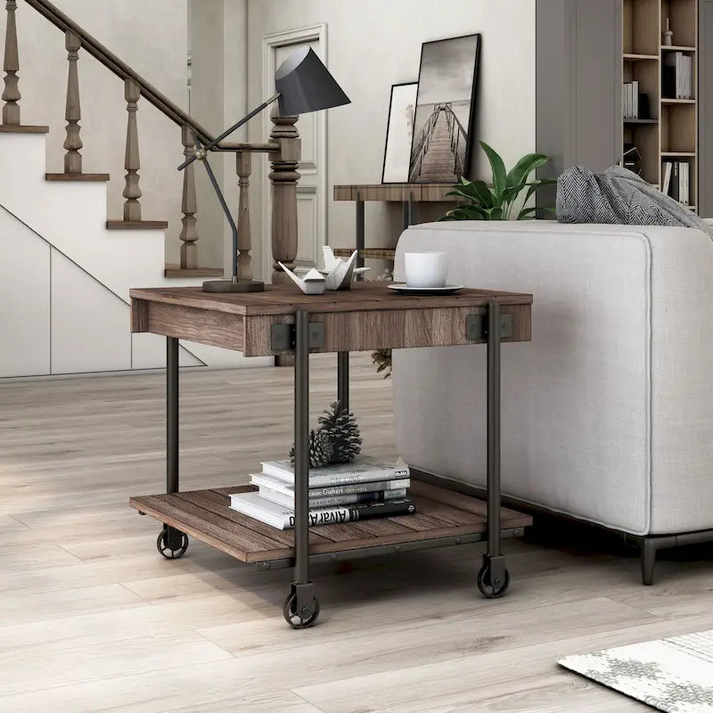 Hyssop Farmhouse 24-inch Steel 1-Shelf End Table by Furniture of America