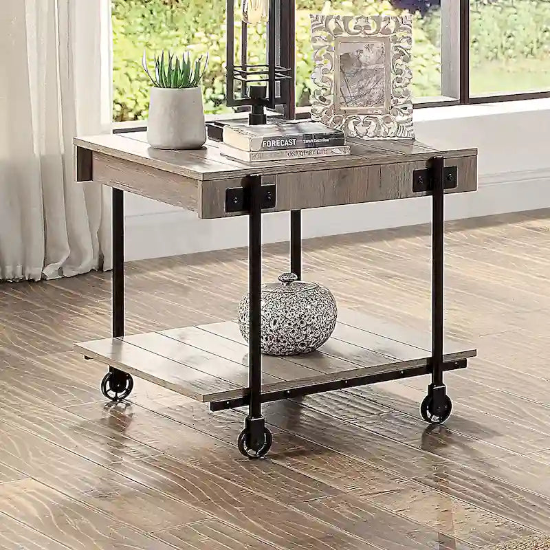 Hyssop Farmhouse 24-inch Steel 1-Shelf End Table by Furniture of America