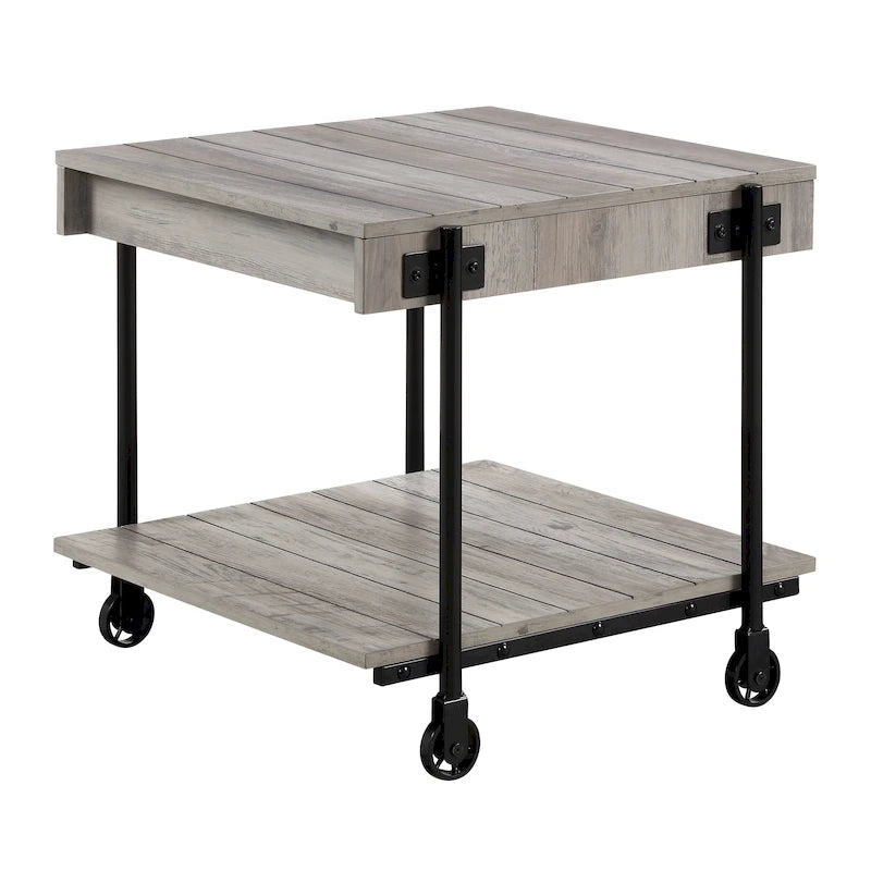 Hyssop Farmhouse 24-inch Steel 1-Shelf End Table by Furniture of America