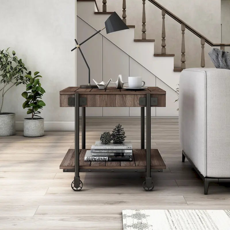 Hyssop Farmhouse 24-inch Steel 1-Shelf End Table by Furniture of America