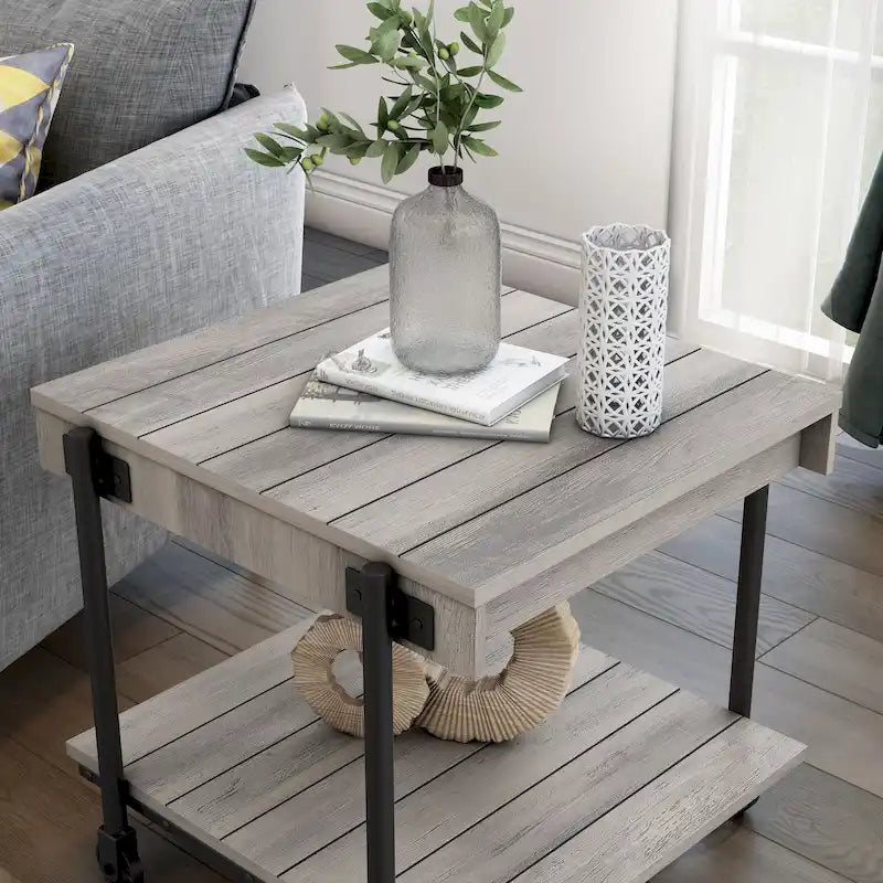 Hyssop Farmhouse 24-inch Steel 1-Shelf End Table by Furniture of America