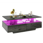 Table basse moderne Moasis avec rangement, LED haute brillance pour salon