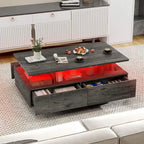 Table basse moderne Moasis avec rangement, LED haute brillance pour salon