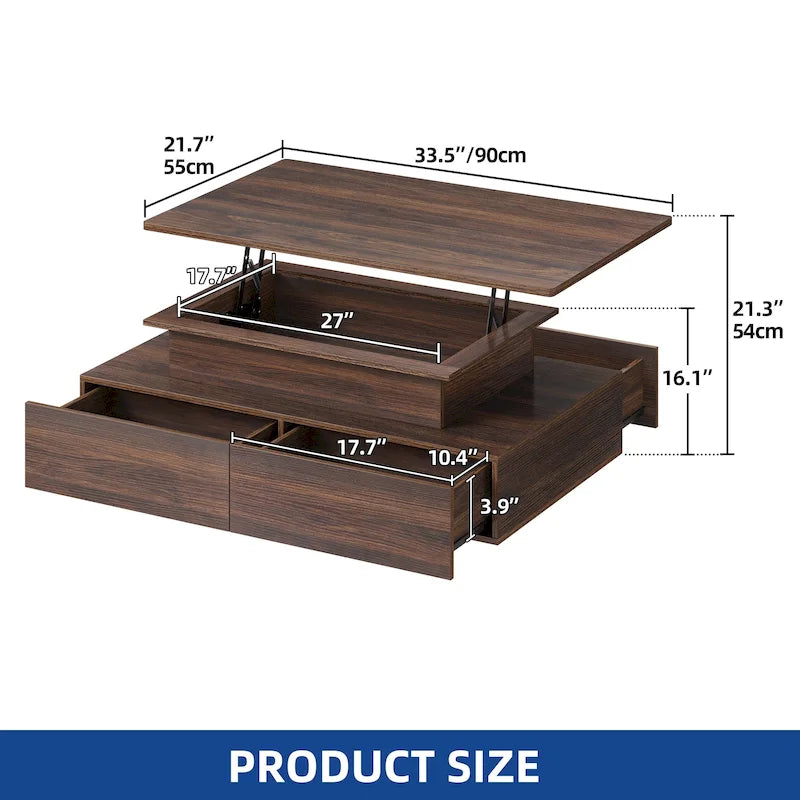 Table basse moderne Moasis avec rangement, LED haute brillance pour salon