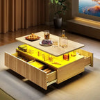 Table basse moderne Moasis avec rangement, LED haute brillance pour salon