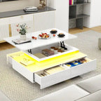 Table basse moderne Moasis avec rangement, LED haute brillance pour salon