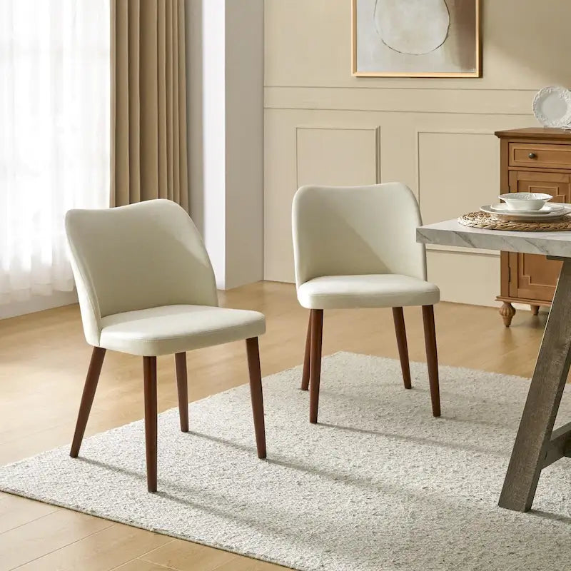 Melisa Upholstered Solid Wood Dining Chair Set of 2 by HULALA HOME