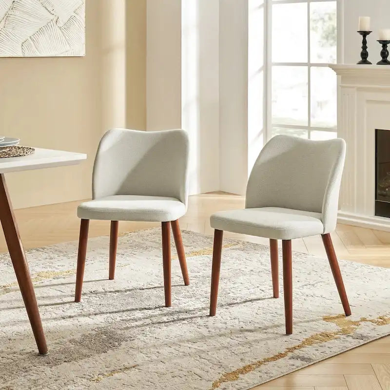 Melisa Upholstered Solid Wood Dining Chair Set of 2 by HULALA HOME