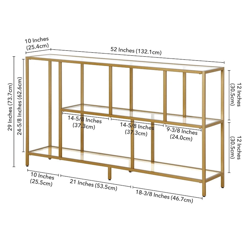 Mesa Consola con Estantes y Estructura Metálica