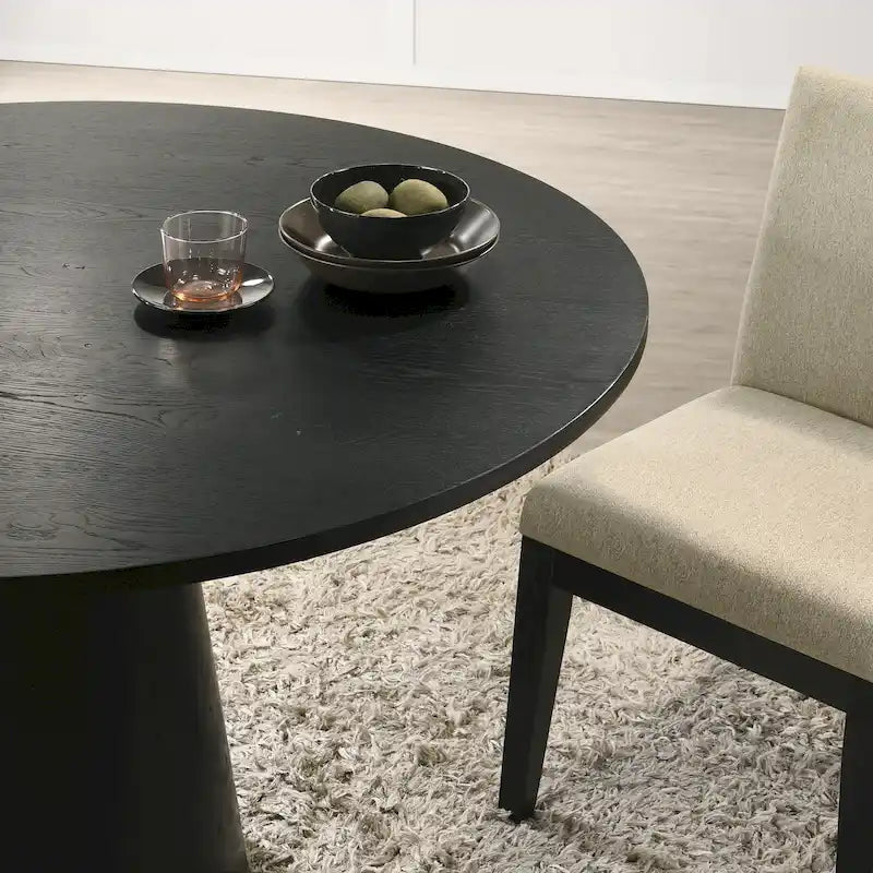 Roundhill Furniture Rocco Contemporary Dining Set, Round Pedestal Table with 4 Chairs