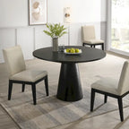 Roundhill Furniture Rocco Contemporary Dining Set, Round Pedestal Table with 4 Chairs