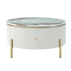 Modern Round Coffee Table with 2 large Drawers Storage