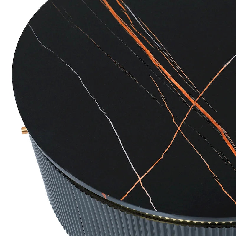 Modern Round Coffee Table with 2 large Drawers Storage