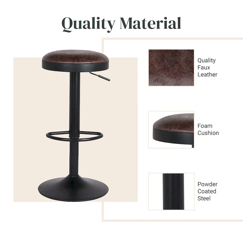Tabouret de bar pivotant sans dossier Juno Gaslift, lot de 2