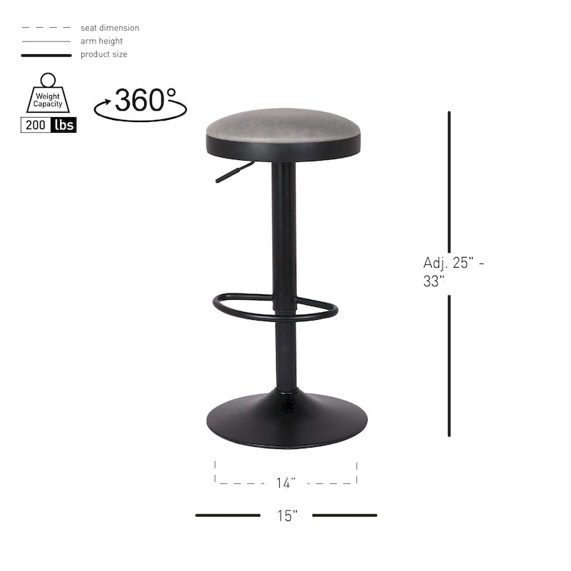 Tabouret de bar pivotant sans dossier Juno Gaslift, lot de 2