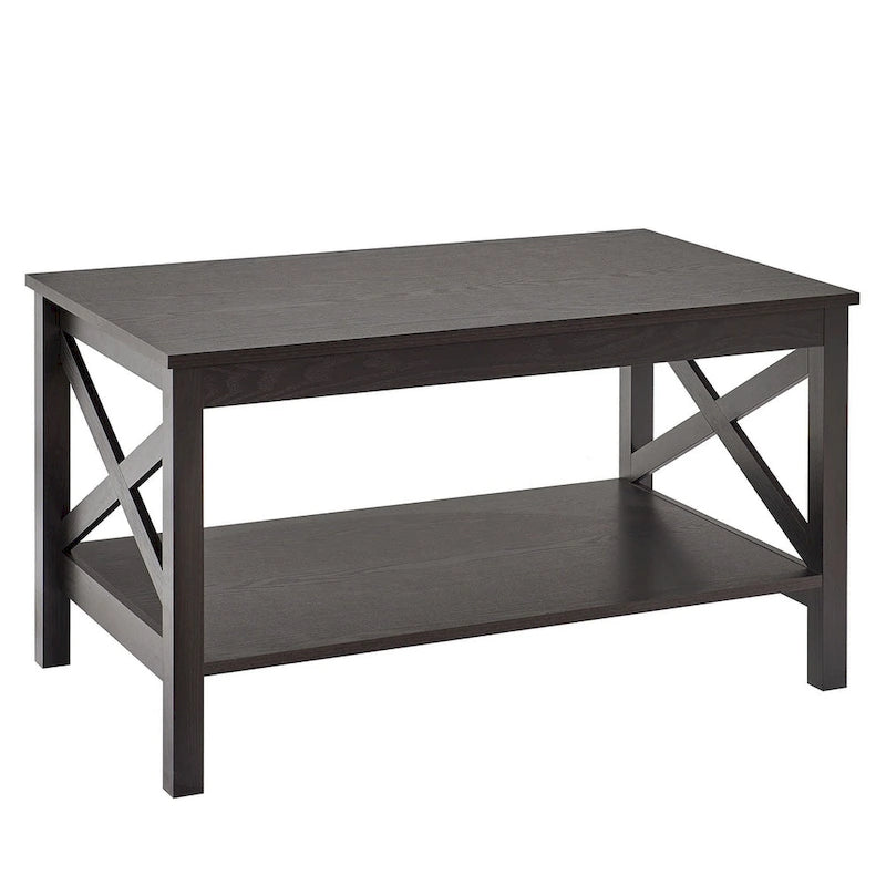 Table basse à deux niveaux The Gray Barn Xanadu Hill X-frame avec étagère
