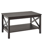 Table basse à deux niveaux The Gray Barn Xanadu Hill X-frame avec étagère