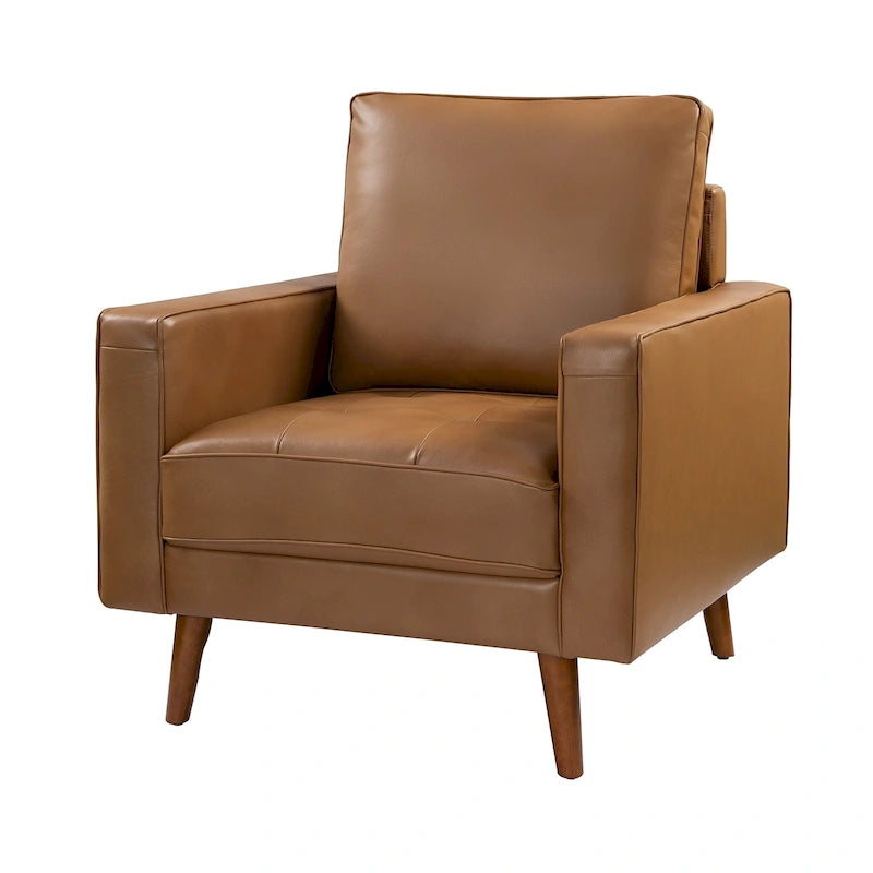 Fauteuil Elizabeth en cuir véritable du milieu du siècle par HULALA HOME