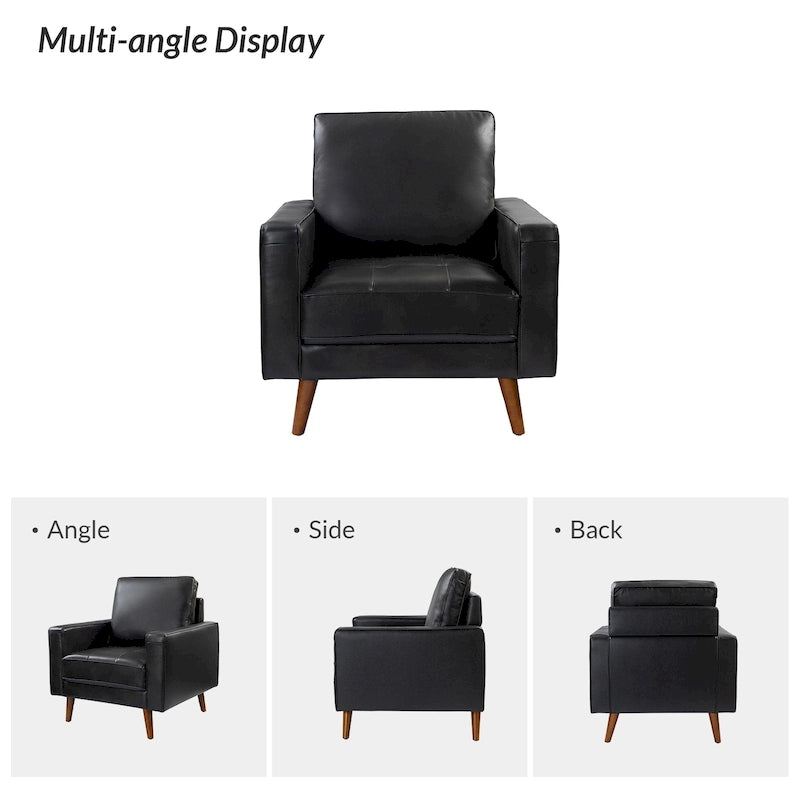 Fauteuil Elizabeth en cuir véritable du milieu du siècle par HULALA HOME