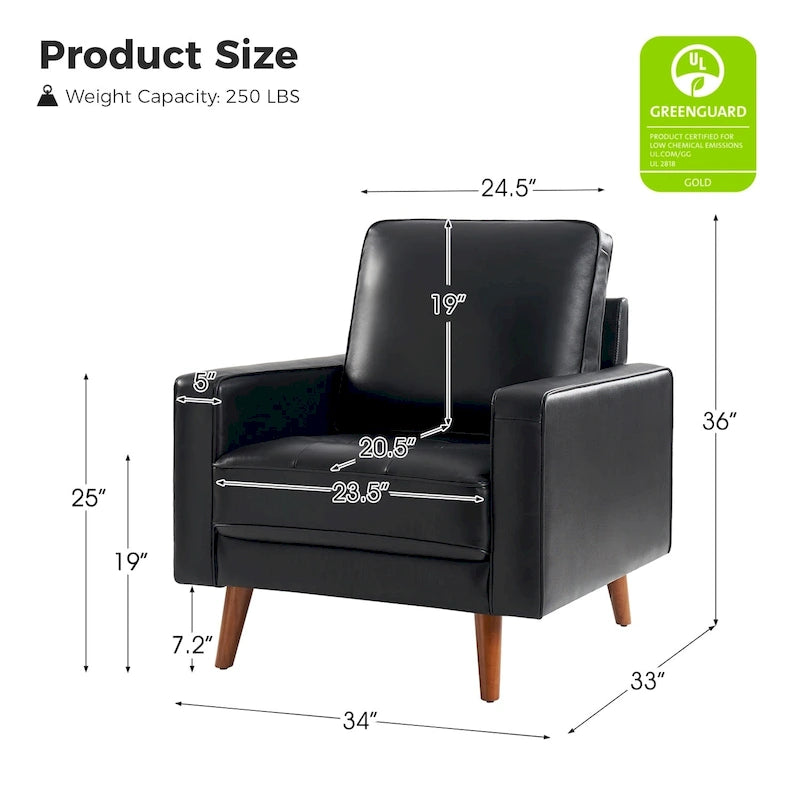 Fauteuil Elizabeth en cuir véritable du milieu du siècle par HULALA HOME