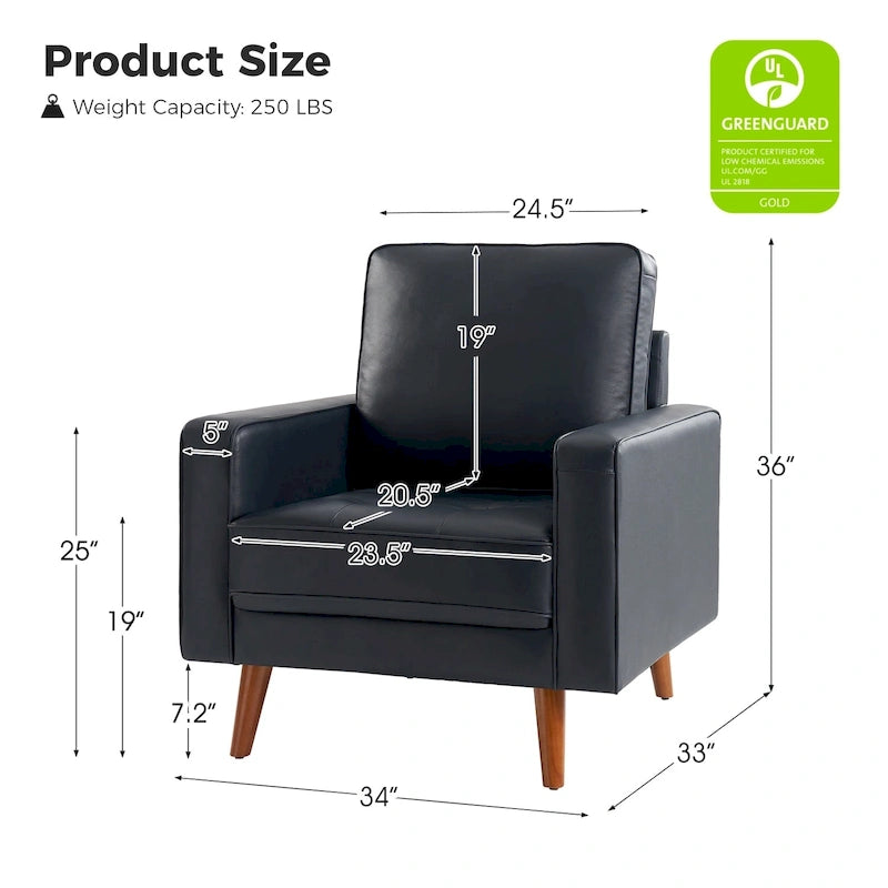 Fauteuil Elizabeth en cuir véritable du milieu du siècle par HULALA HOME